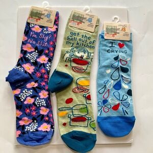Blue Q Novelty Socks Bundle 3 Pairs Women Funny Snarky Crew Ankle Size 5-10 NEW